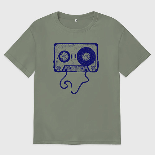 Женская футболка оверсайз Music cassette / Авокадо – фото 1