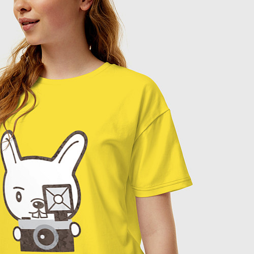 Женская футболка оверсайз Фото кролик / Желтый – фото 3