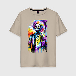 Женская футболка оверсайз Cool skeleton - pop art - neural network