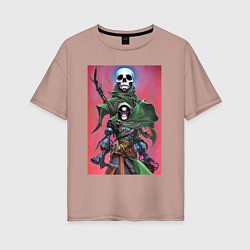 Женская футболка оверсайз Warrior of darkness - skull