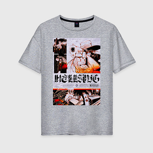 Женская футболка оверсайз Хеллсинг постер / Меланж – фото 1