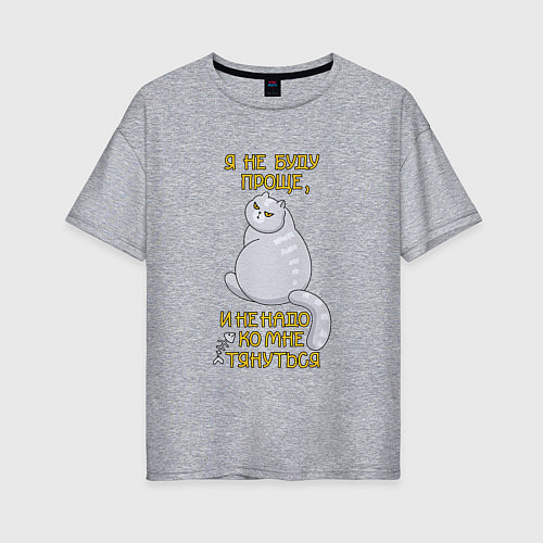 Женская футболка оверсайз Я не буду проще / Меланж – фото 1