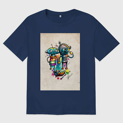 Женская футболка оверсайз Machinarium / Тёмно-синий – фото 1