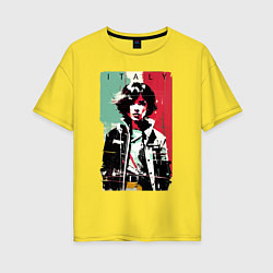 Женская футболка оверсайз Девчонка на фоне флага - Италия - поп-арт