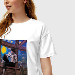 Футболка оверсайз женская Берсерк под небом Ван Гога, цвет: белый — фото 2