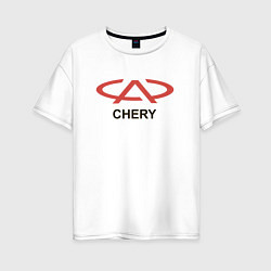 Футболка оверсайз женская Chery Logo, цвет: белый