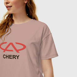 Футболка оверсайз женская Chery Logo, цвет: пыльно-розовый — фото 2