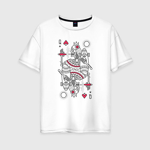 Женская футболка оверсайз Lady of spades lineart / Белый – фото 1