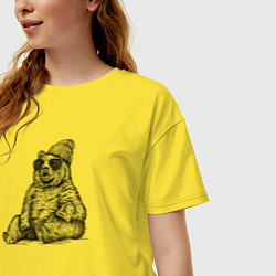Футболка оверсайз женская Медведь на чиле, цвет: желтый — фото 2