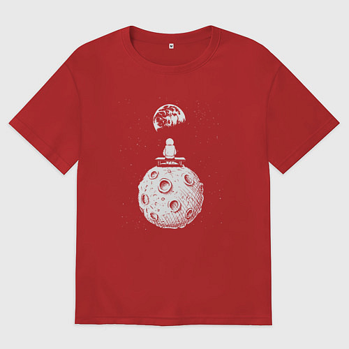 Женская футболка оверсайз Moon spaceman / Красный – фото 1