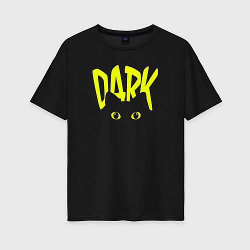Женская футболка оверсайз Кот в темноте / Черный – фото 1