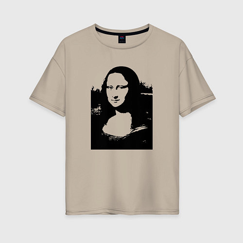 Женская футболка оверсайз Mona Lisa in black white / Миндальный – фото 1