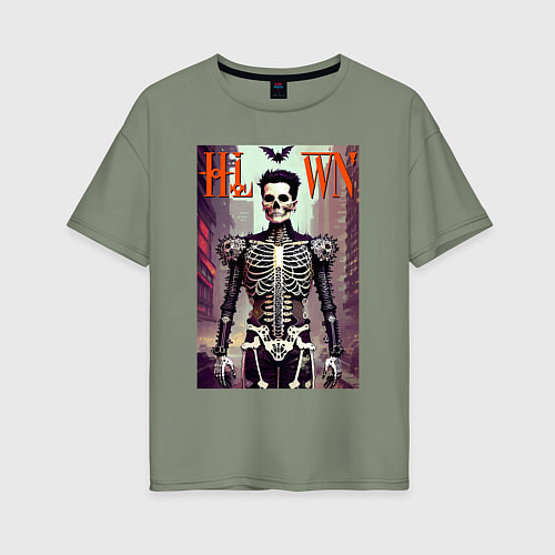 Женская футболка оверсайз Skeleton fashionista - art - poster / Авокадо – фото 1