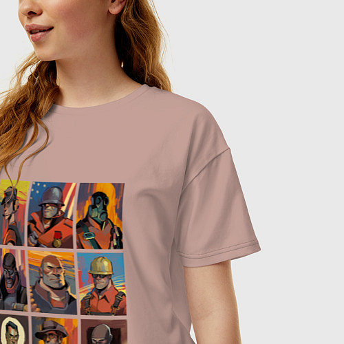 Женская футболка оверсайз Team fortress 2 - портреты персонажей / Пыльно-розовый – фото 3