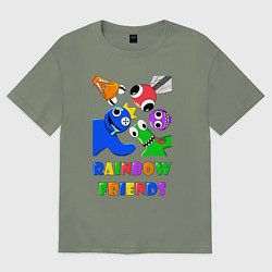 Футболка оверсайз женская Rainbow Friends персонажи, цвет: авокадо