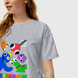 Футболка оверсайз женская Rainbow Friends персонажи, цвет: меланж — фото 2