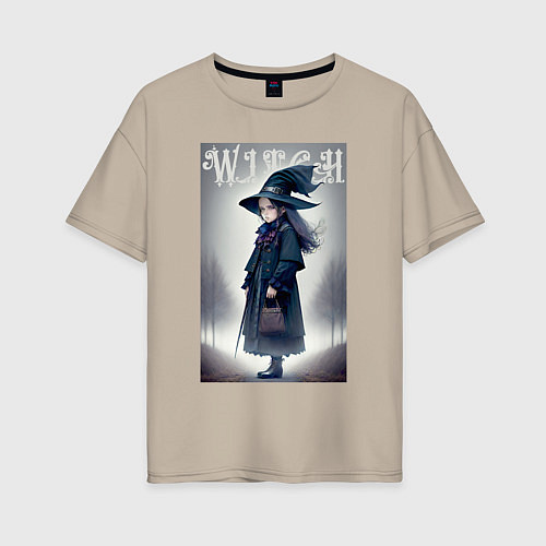 Женская футболка оверсайз Кроха-ведьмочка - милашка - хэллоуин / Миндальный – фото 1