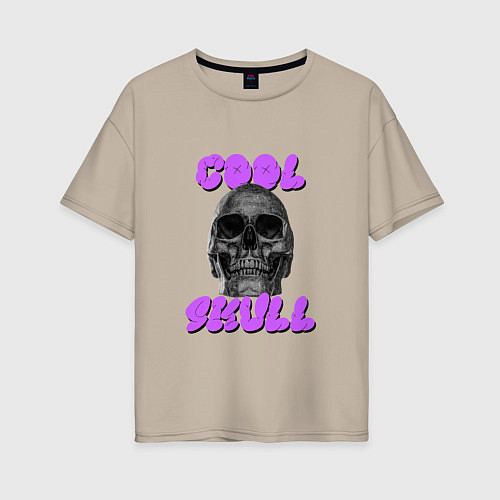 Женская футболка оверсайз Cool Skull / Миндальный – фото 1