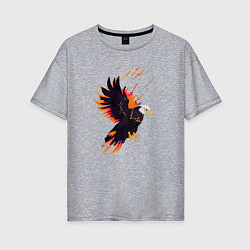 Футболка оверсайз женская Орел парящая птица абстракция, цвет: меланж