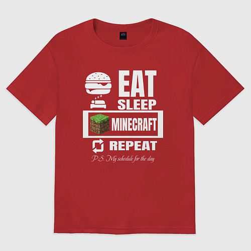 Женская футболка оверсайз Майнкрафт на повторе / Красный – фото 1
