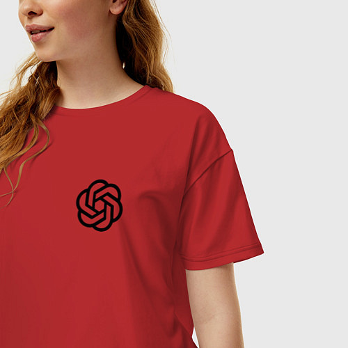 Женская футболка оверсайз Лого Chat GPT / Красный – фото 3