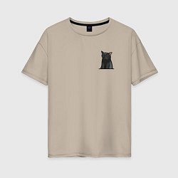 Женская футболка оверсайз Кот с пустым взглядом