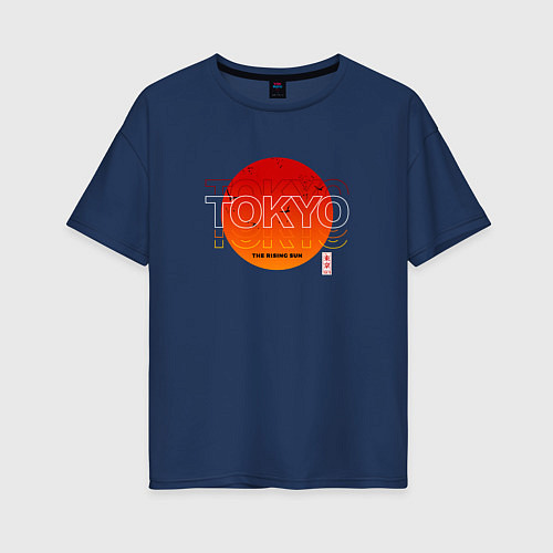 Женская футболка оверсайз Tokyo - the rising sun / Тёмно-синий – фото 1
