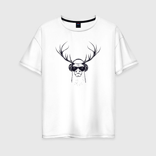 Женская футболка оверсайз Music deer / Белый – фото 1