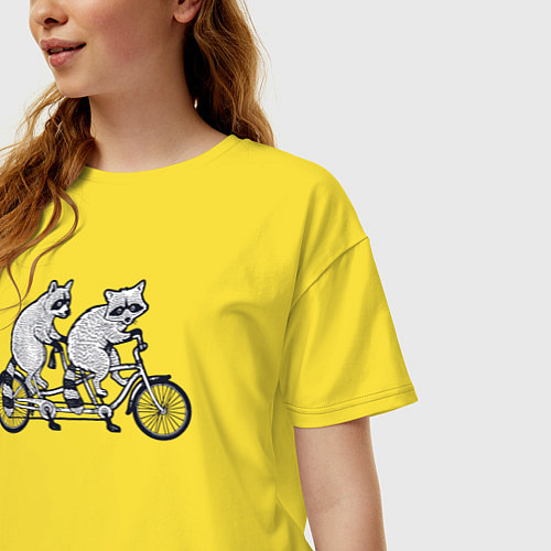 Женская футболка оверсайз Енотики на велике / Желтый – фото 3