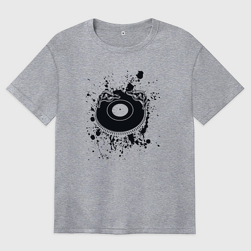 Женская футболка оверсайз Vinyl dj / Меланж – фото 1