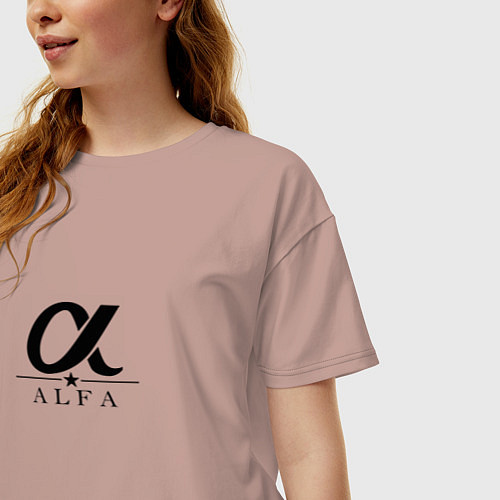 Женская футболка оверсайз ALFA / Пыльно-розовый – фото 3