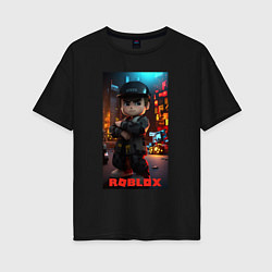 Футболка оверсайз женская Roblox man, цвет: черный