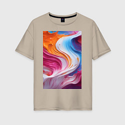 Женская футболка оверсайз Абстрактные разноцветные мазки