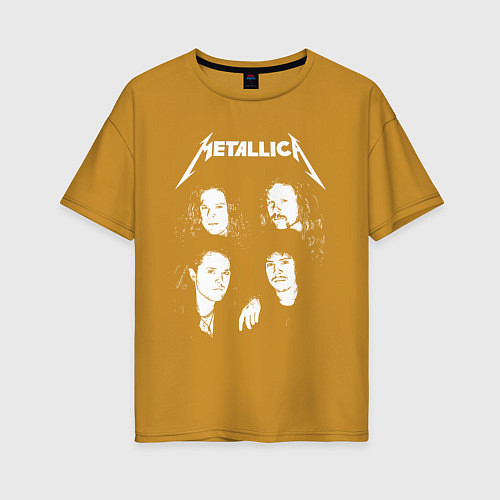 Женская футболка оверсайз Metallica band / Горчичный – фото 1