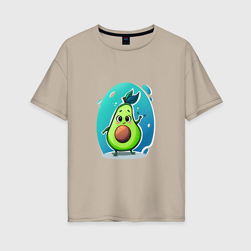 Женская футболка оверсайз Cute avocado / Миндальный – фото 1