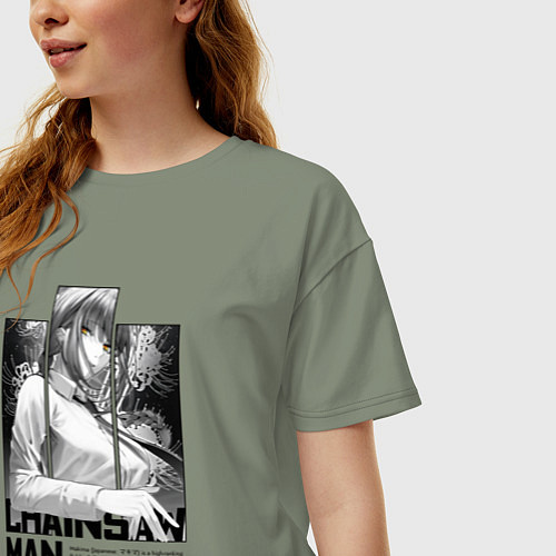 Женская футболка оверсайз Макима биография / Авокадо – фото 3