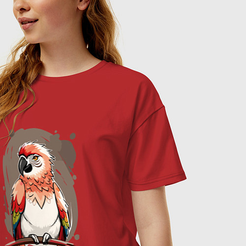 Женская футболка оверсайз Попугай какаду / Красный – фото 3