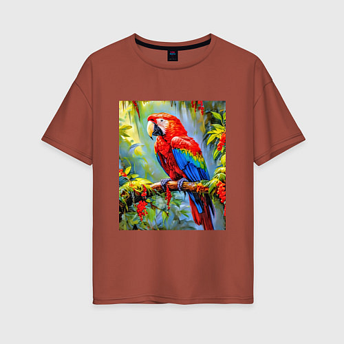 Женская футболка оверсайз Яркий красный ара / Кирпичный – фото 1