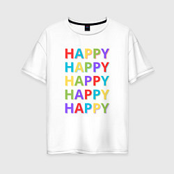 Женская футболка оверсайз Разноцветное счастье
