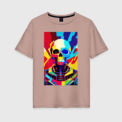 Женская футболка оверсайз Pop art skull