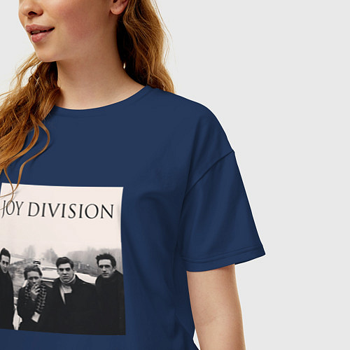 Женская футболка оверсайз Тру фанат Joy Division / Тёмно-синий – фото 3