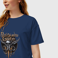 Футболка оверсайз женская Baldurs Gate 3 - logotype, цвет: тёмно-синий — фото 2