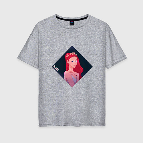 Женская футболка оверсайз Арт Розе из BlackPink / Меланж – фото 1