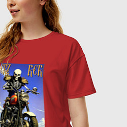 Футболка оверсайз женская Crazy racer - skeleton - motorcycle, цвет: красный — фото 2