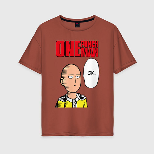 Женская футболка оверсайз Saitama - one punch man / Кирпичный – фото 1