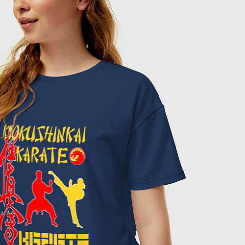 Женская футболка оверсайз Боец кекусинкай карате / Тёмно-синий – фото 3