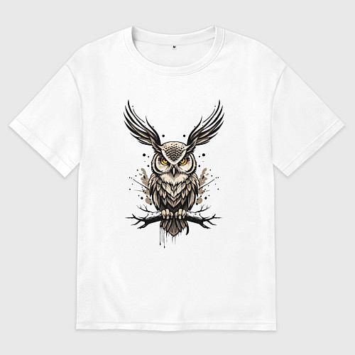 Женская футболка оверсайз Тату сова / Белый – фото 1