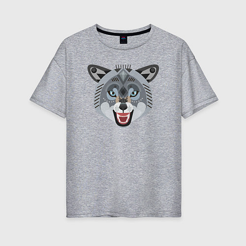 Женская футболка оверсайз Серый волчара / Меланж – фото 1
