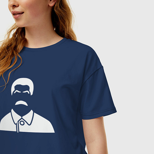 Женская футболка оверсайз Stalin style / Тёмно-синий – фото 3