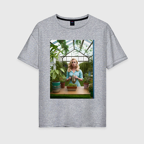 Женская футболка оверсайз Барби: биологические эксперименты / Меланж – фото 1